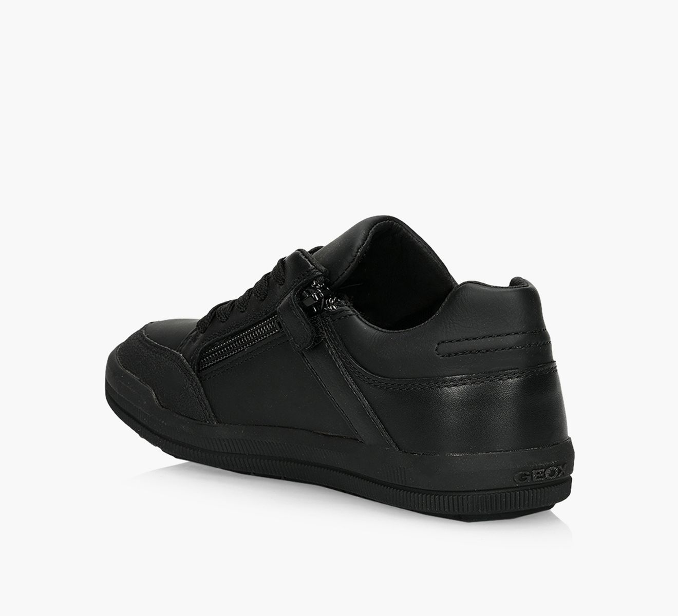 Geox J Arzach D Black Leather Boys Trainers