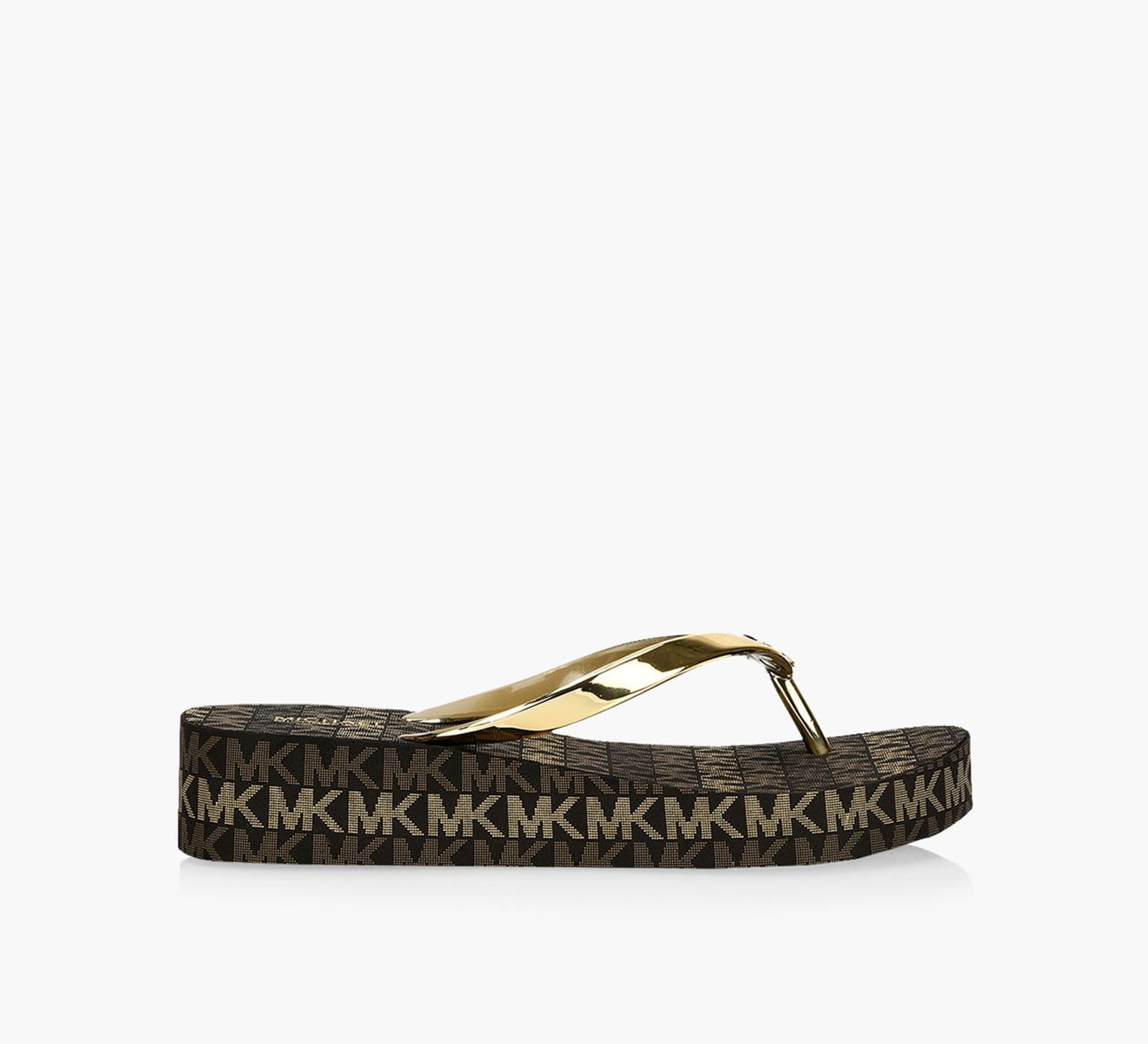 MICHAEL MICHAEL KORS BEDFORD FLIP FLOP Gold Rubber Browns Shoes