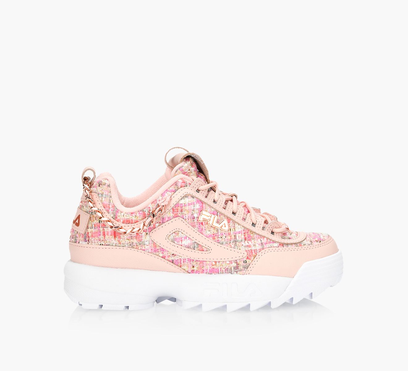 FILA DISRUPTOR 2 TWEED LUX Pink Fabric Browns Shoes