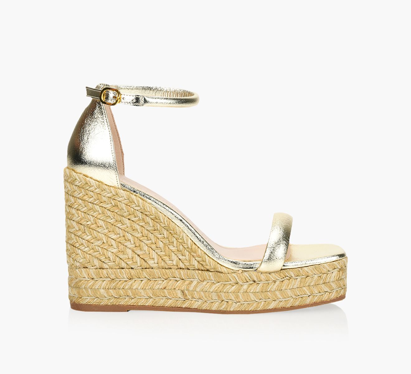 STUART WEITZMAN NUDIST ESPADRILLE WEDGE Gold Leather Browns Shoes