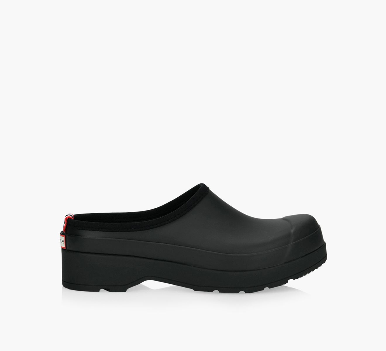 HUNTER MENS ORIGINAL PLAY CLOG Black Rubber Browns Shoes