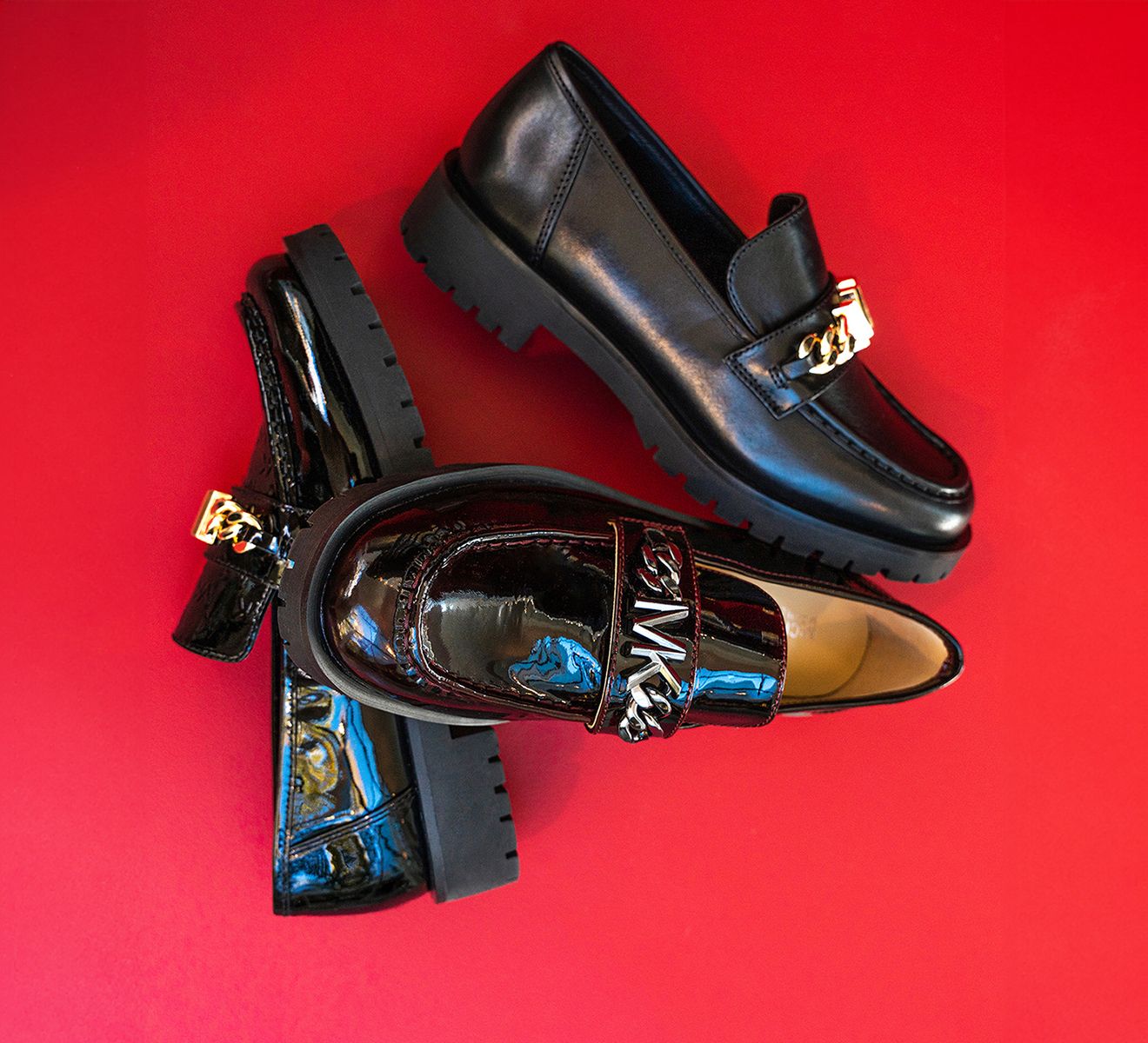 MICHAEL MICHAEL KORS BLAINE LOAFER Black Patent Leather Browns Shoes