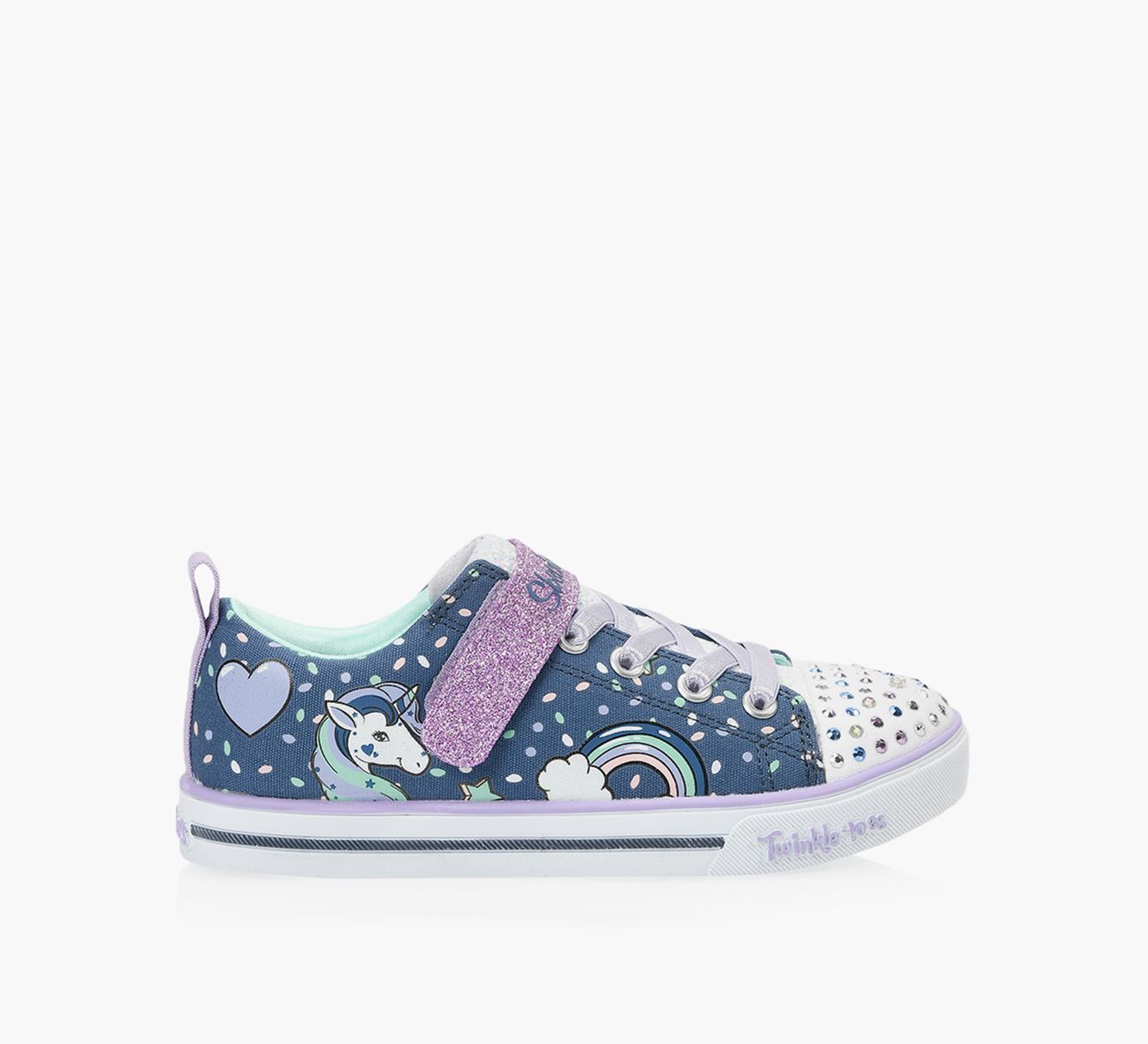 SKECHERS GIRLS TWINKLE TOES SPARKLE LITES UNICORN CRAZE Blue Browns Shoes