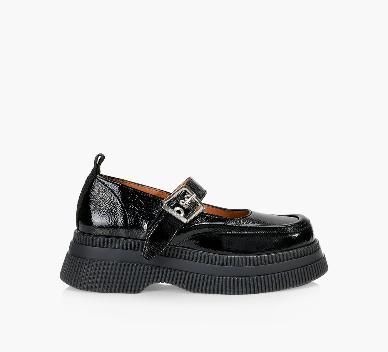 GANNI CREEPERS MARY JANE Black Patent Leather Browns Shoes