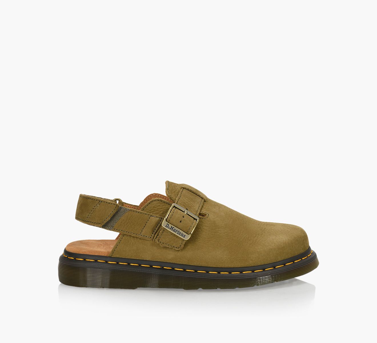 Dr. Martens Jorge II Suede Slingback Mules Unisex Muted Olive Tumbled Nubuck 12 13