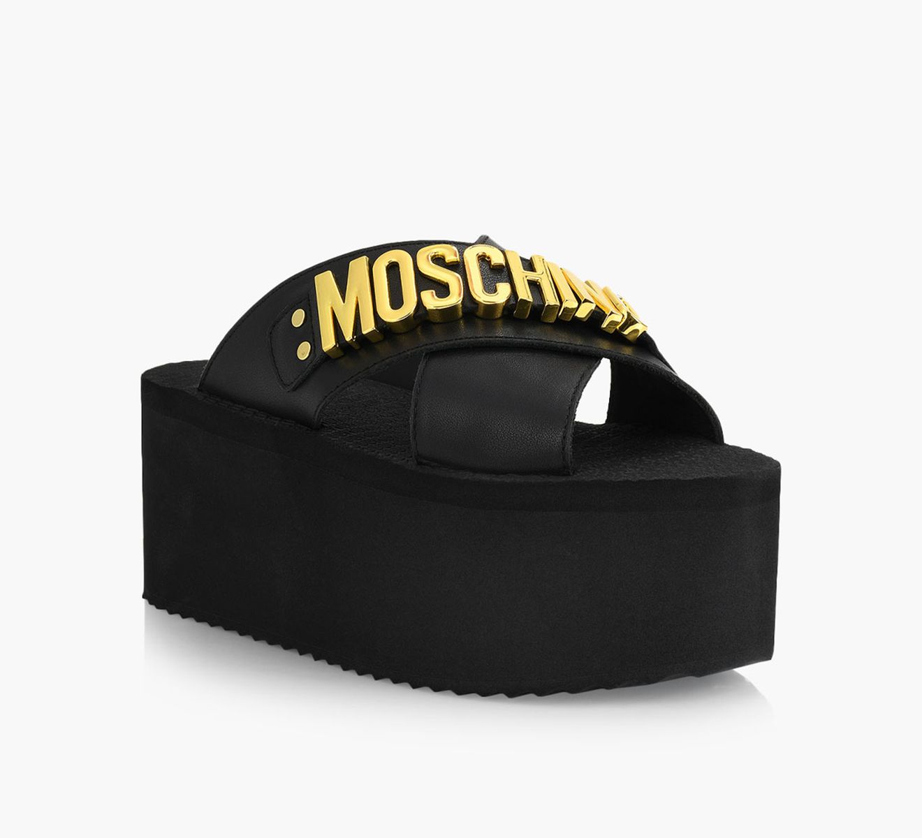 【関税&送料込】Moschino Sandal With Logo MOSCHINO LOGO LETTERING WEDGE SANDALS | Browns Shoes