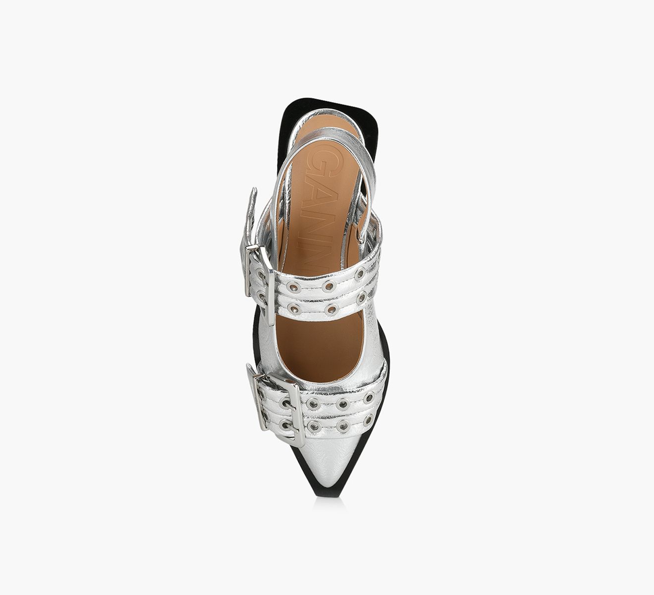Ganni Wide Welt Buckle Ballerina | Browns Shoes