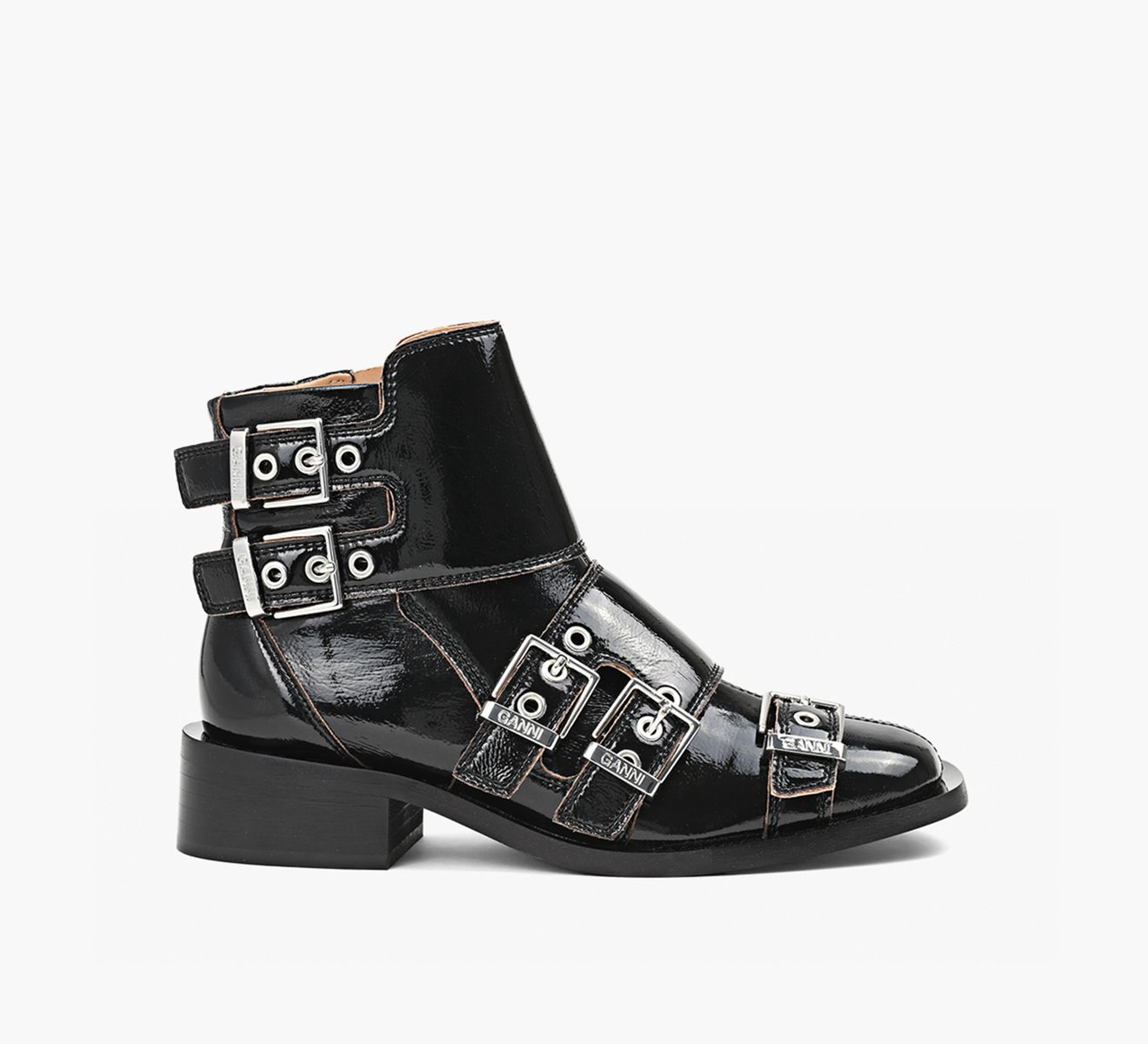 GANNI Black Feminine Buckle Naplack Boots