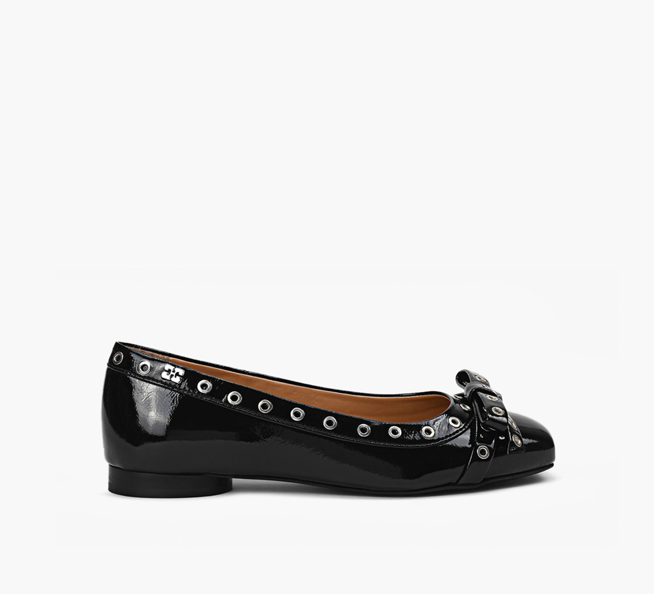 靴 Eyelets Bow Ballerina Naplack GANNI GANNI EYELETS BOW BALLERINA | Browns Shoes