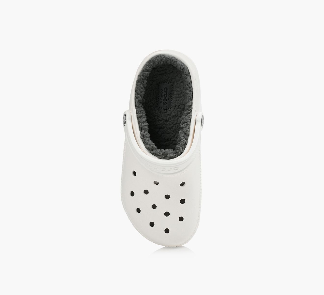 White crocs with gray fur discount