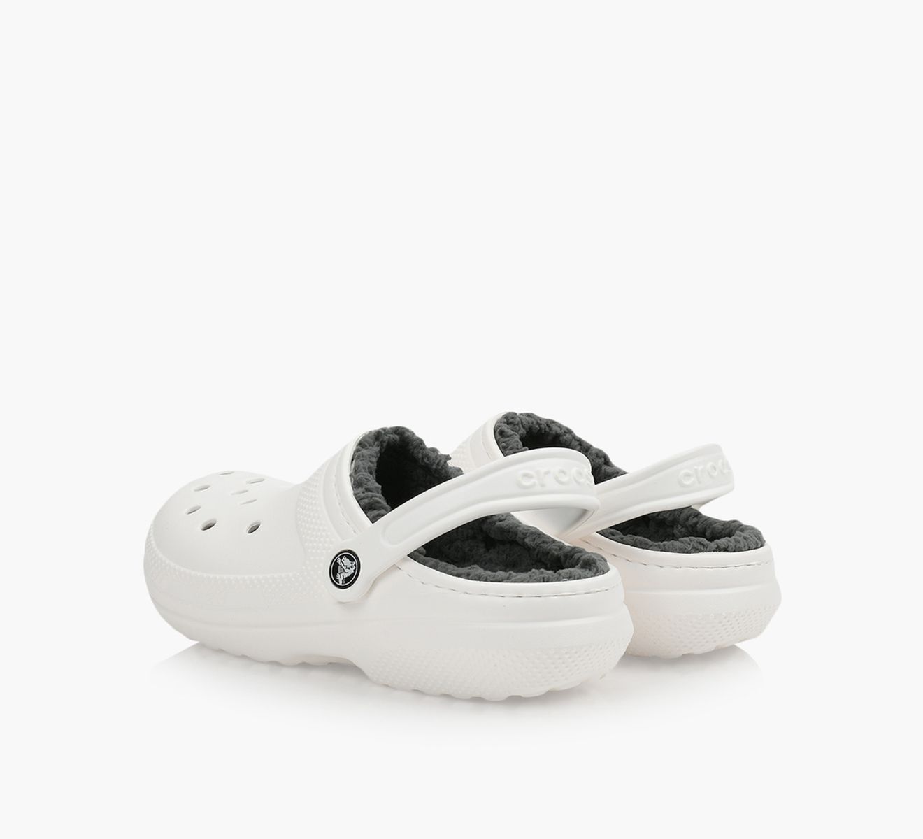 White crocs grey lining store