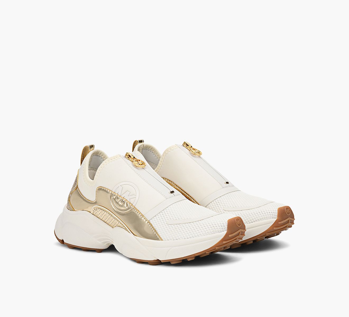 スニーカー Michael Kors FW25 (43T5ATFS2S 115BIRCH) Michael Michael Kors Sami Zip Trainer - White/Gold | Browns