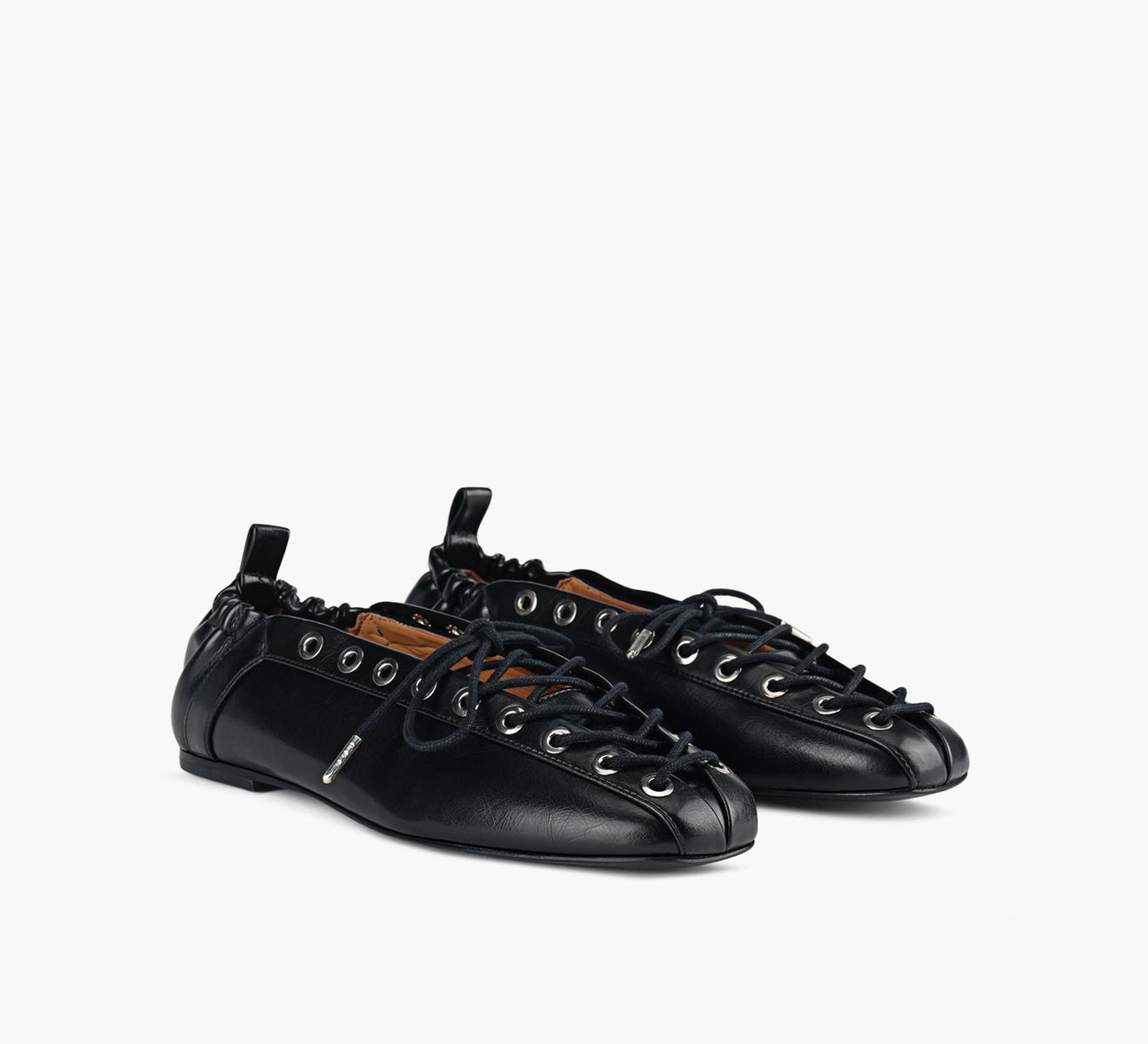 EYELETS LACE UP BALLERINA