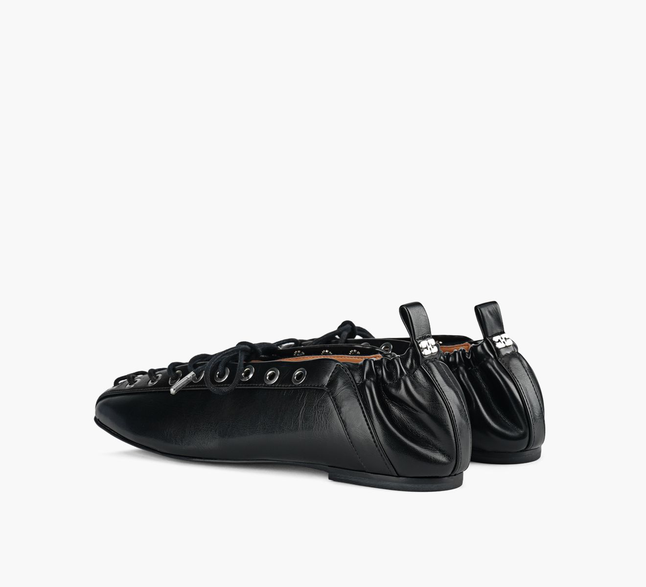 EYELETS LACE UP BALLERINA