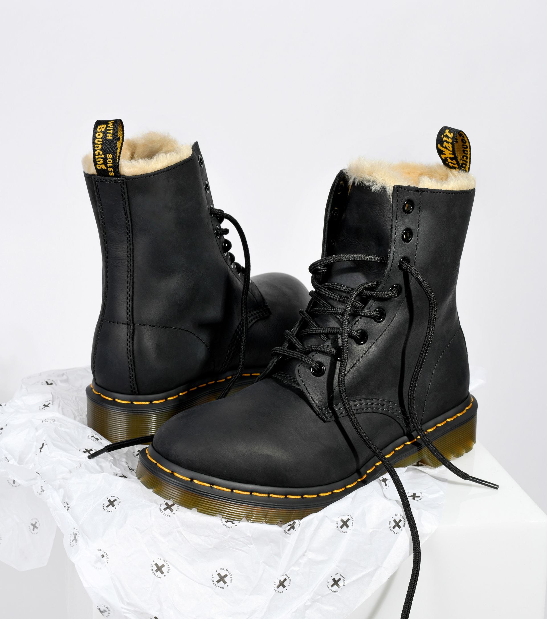 Dr. Martens 1460 Serena Faux Fur Lined Lace Up Browns Shoes
