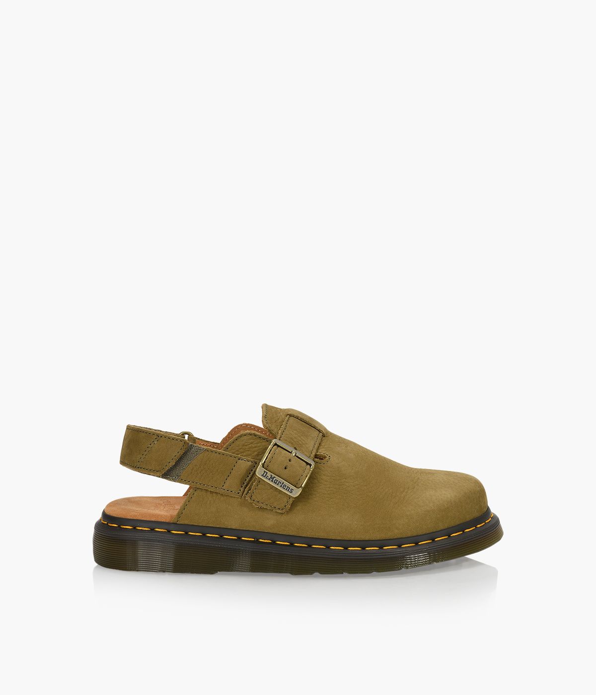 Dr. Martens Jorge II Suede Slingback Mules Unisex Muted Olive Tumbled Nubuck 12 13