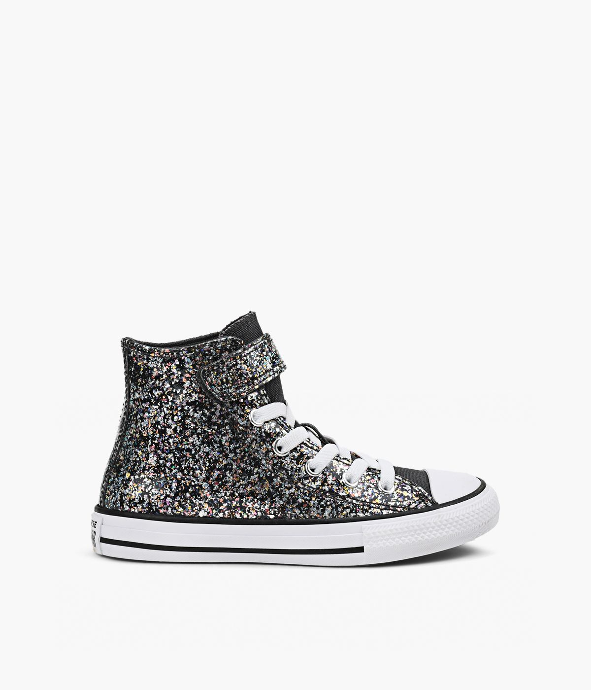 Converse outh Girls Chuck Taylor All Star Glitter Easy On High Top Sneaker in Dark Matter Black Size 1 Medium