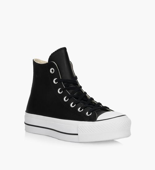 Black leather high top trainers womens store