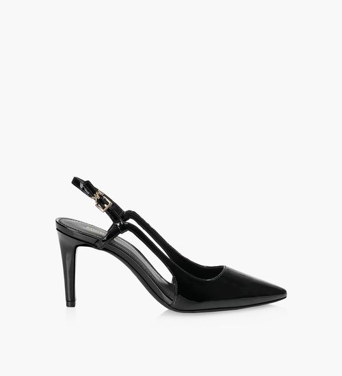 Black sling back court shoes on sale