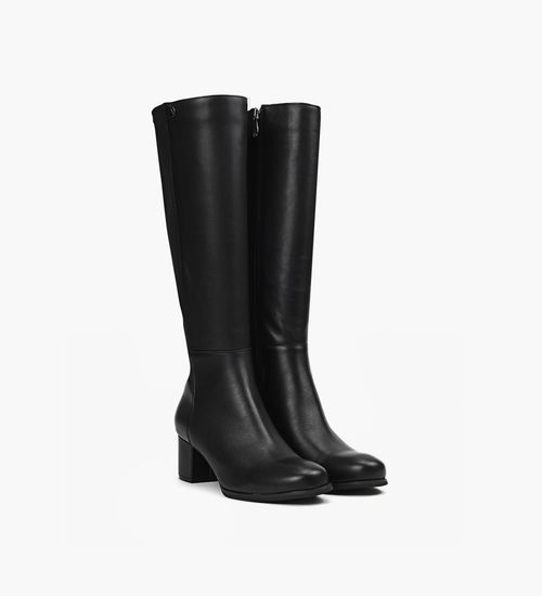 Black leather tall boots discount