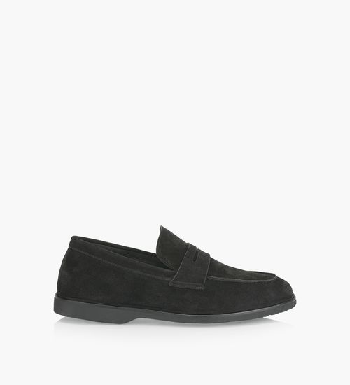 Black loafers mens leather hot sale