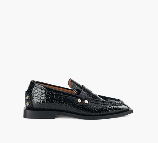 GANNI ツトン フラットフォム ロファ S2786 087 Leopard Leopard Satin Feminine Buckle Ballerinas | GANNI CA