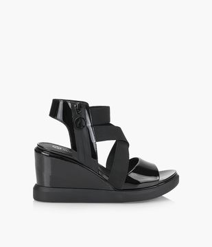 Black slingback wedge sandals cheap