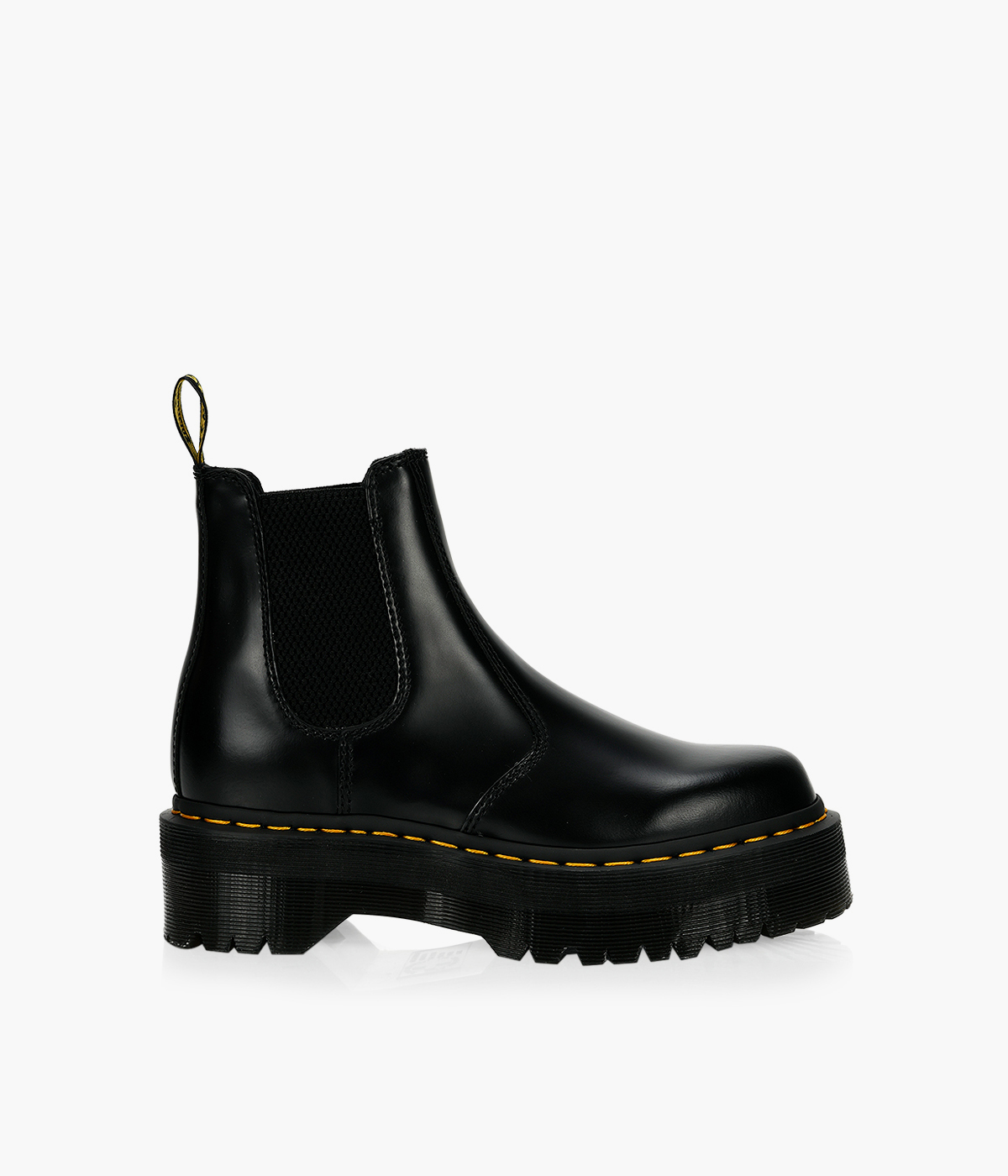 DR. MARTENS 2976 QUAD PLATFORM CHELSEA BOOTS - Black Patent