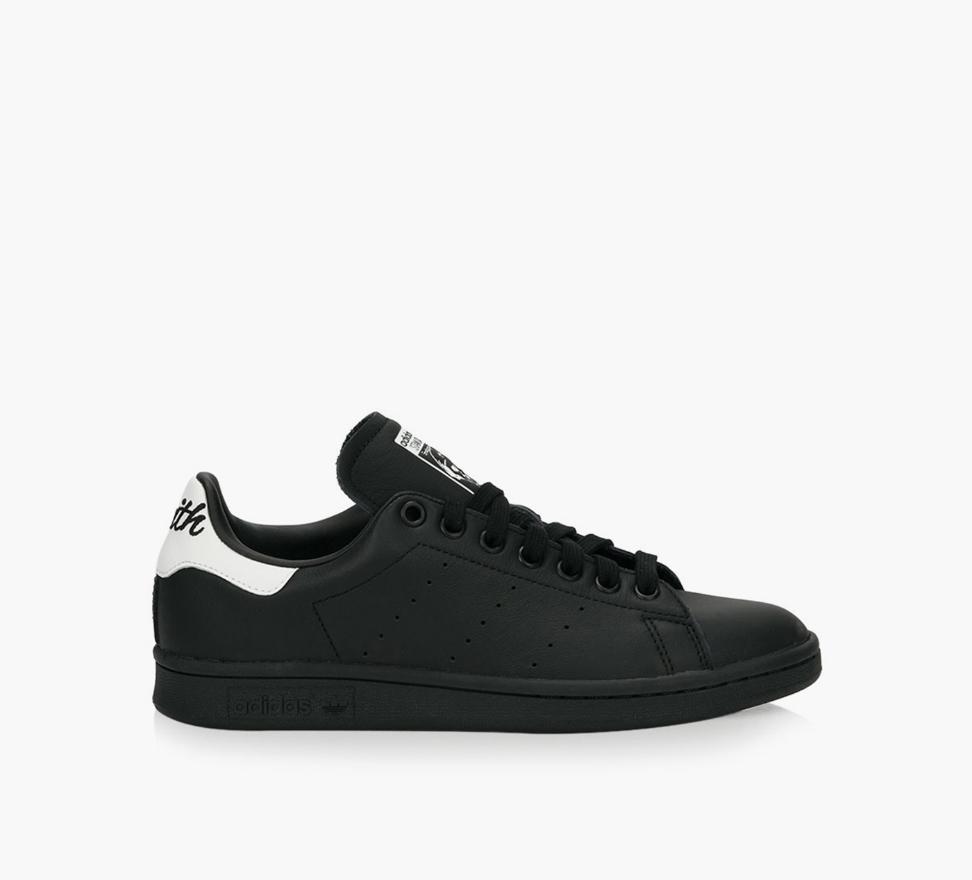 Adidas stan smith black leather trainers hotsell