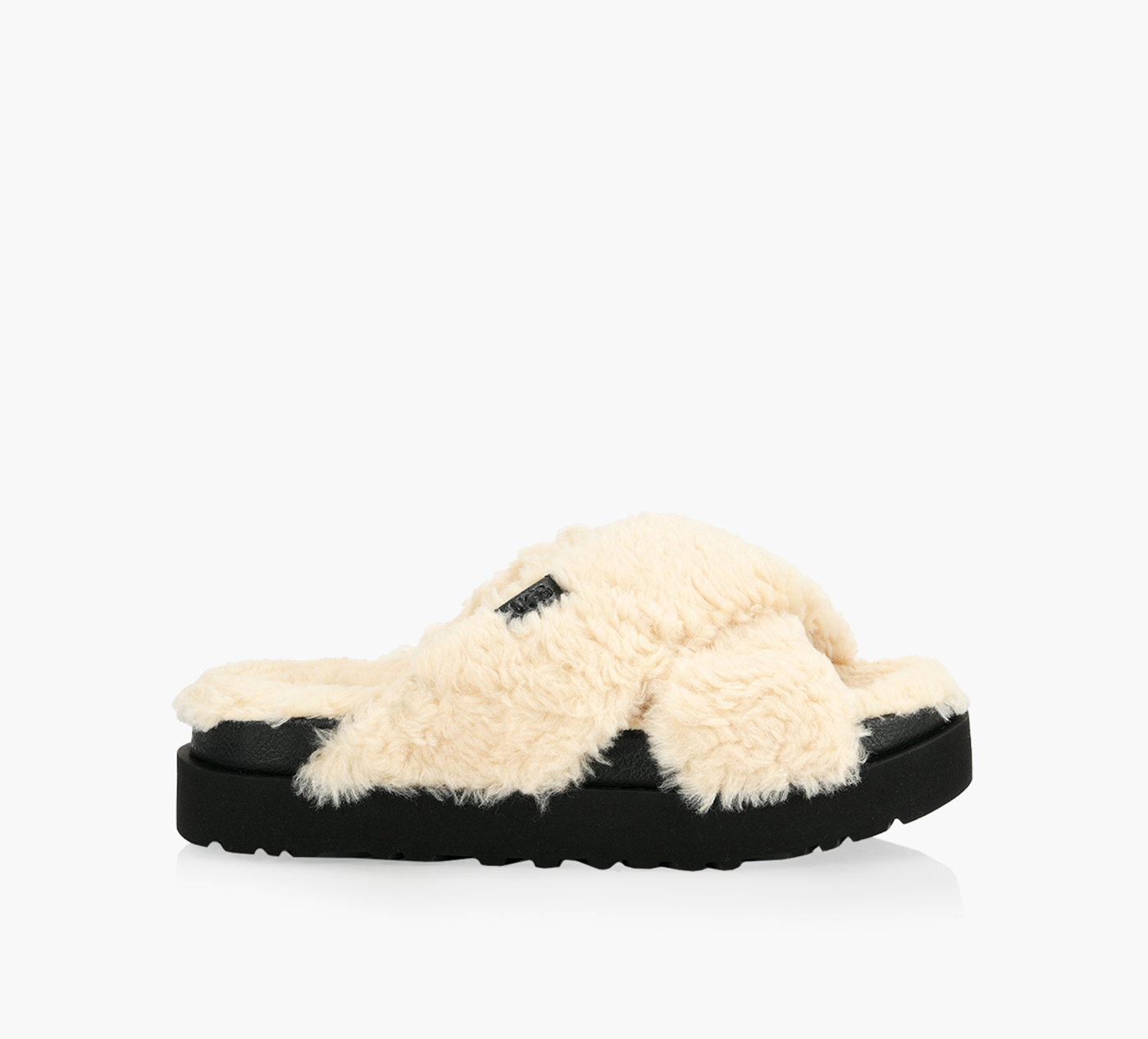 UGG FUZZ SUGAR CROSS SLIDE - Sheepskin | Browns Shoes UGG FUZZ SUGAR CROSS SLIDE - Sheepskin | Browns Shoes