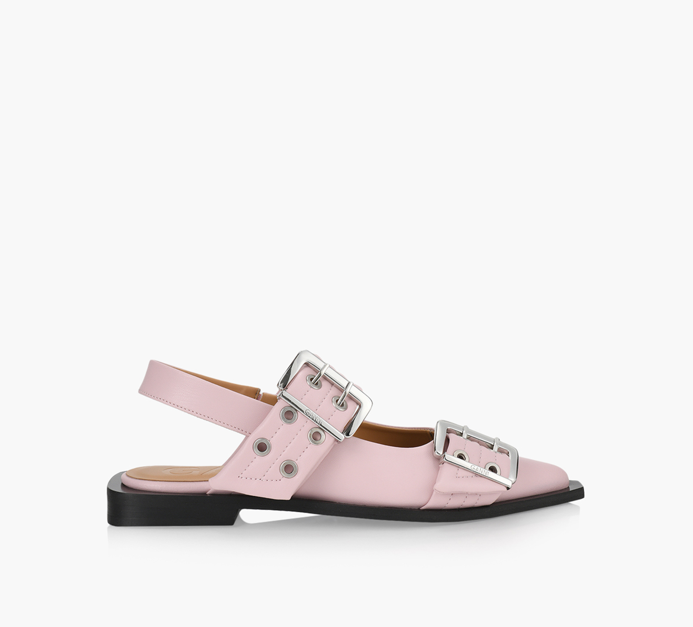 【GANNI】アイボリーフェミニンバックルバレリーナ 関税 送料込 Ganni Wide Welt Buckle Ballerina | Browns Shoes