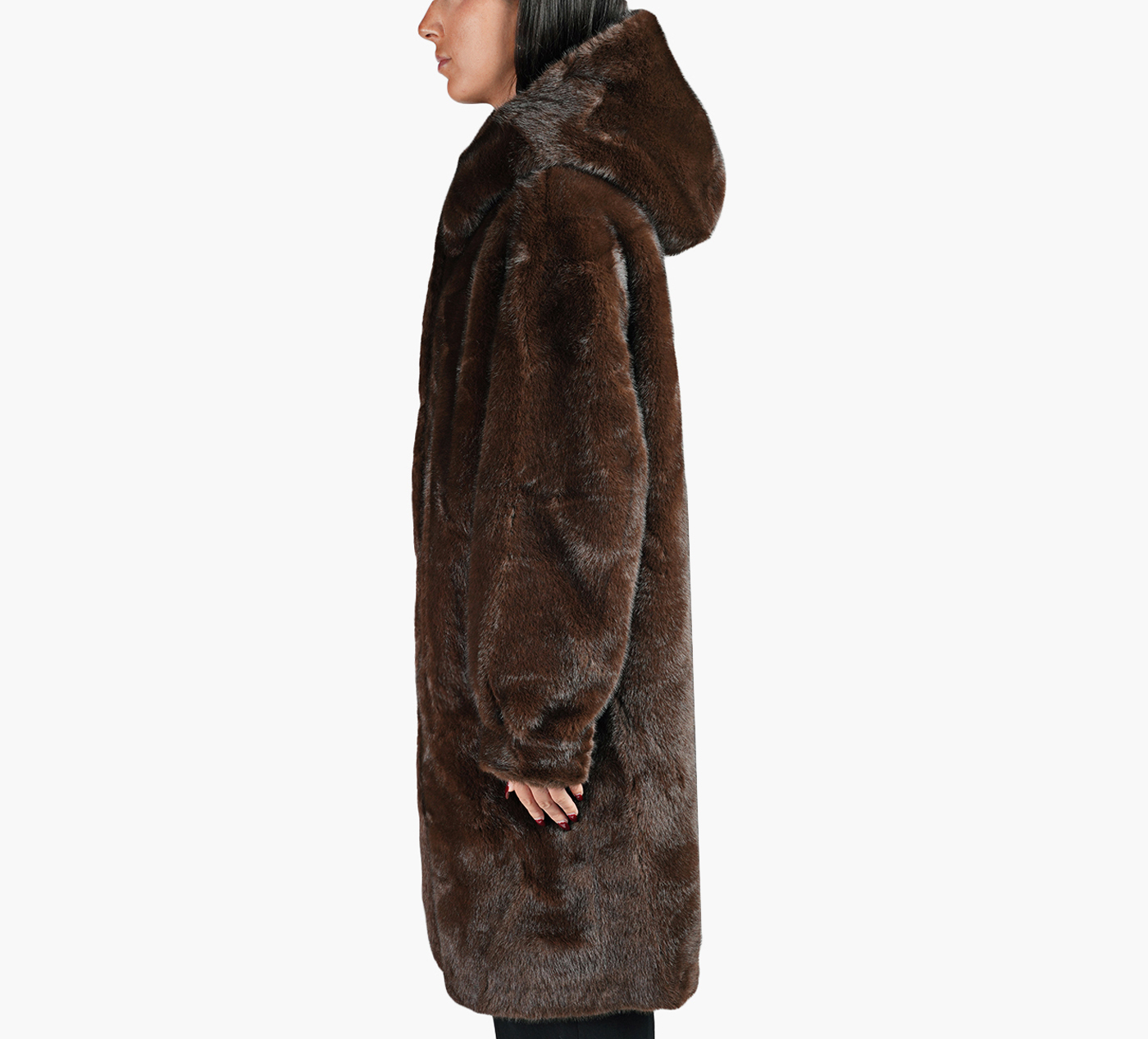 FAUX FUR COAT W/HOOD