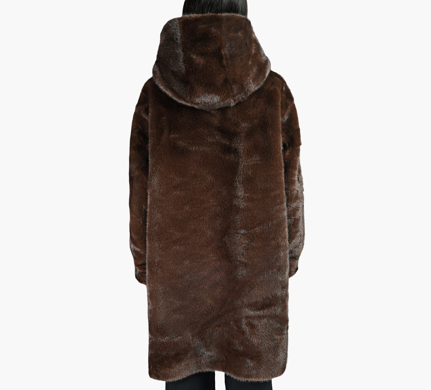 FAUX FUR COAT W/HOOD