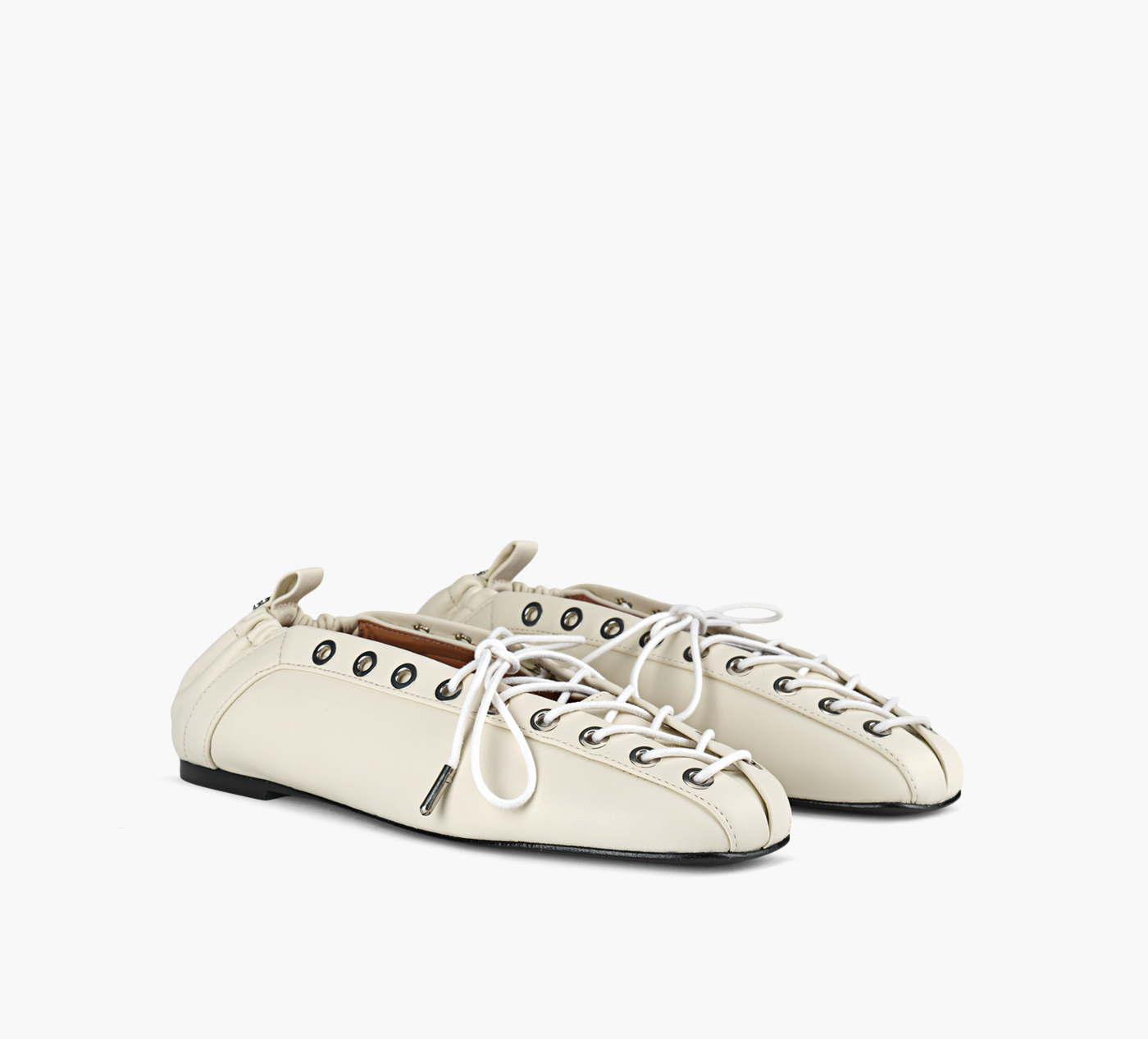EYELETS LACE UP BALLERINA