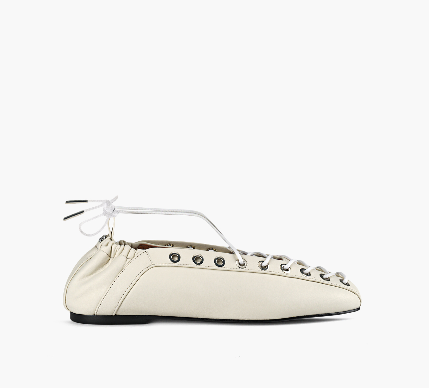 EYELETS LACE UP BALLERINA