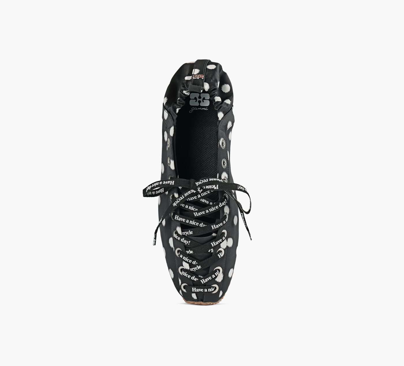 EYELETS LACE UP BALLERINA