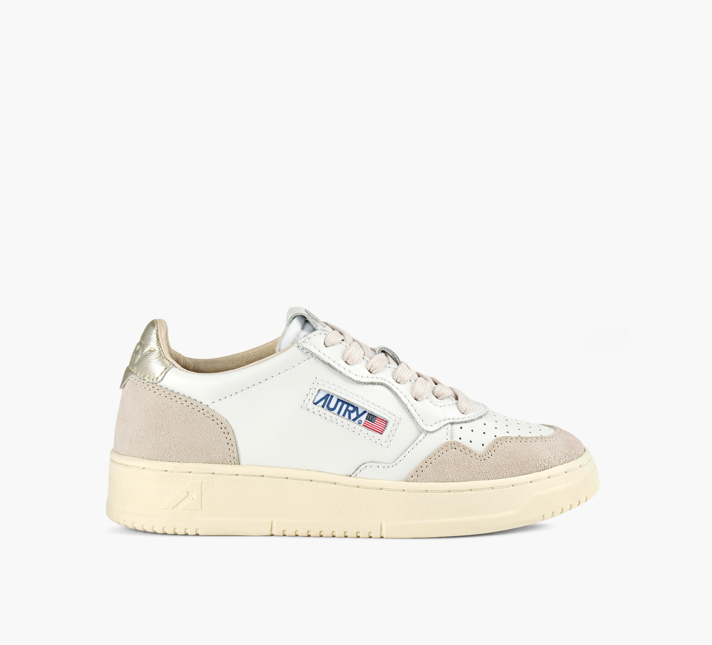 LEATHER/SUEDE WHITE/GOLD