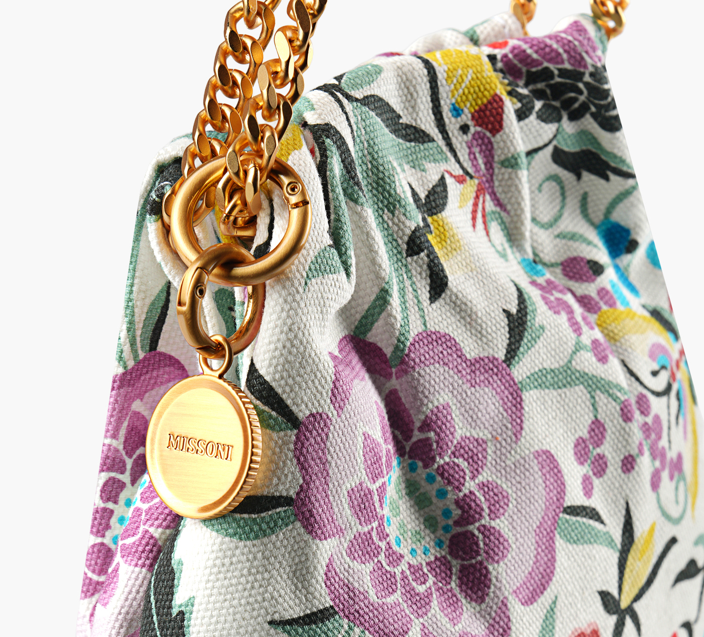 POCHETTE EN TOILE À CORDON CHAÎNE FLORAL